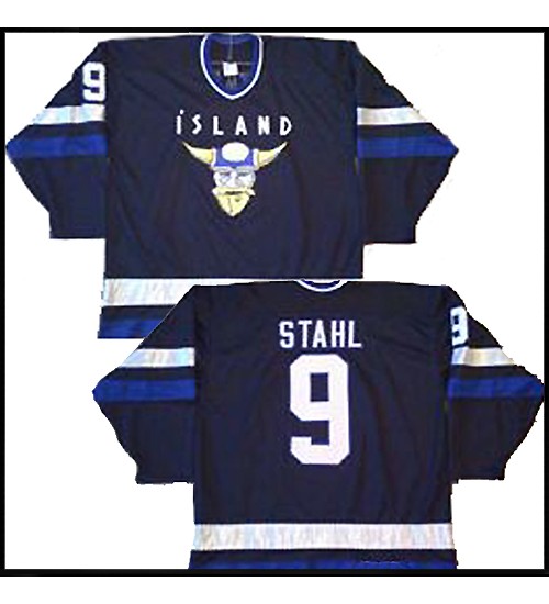 Custom Mighy Ducks D2 Team Iceland 9 Gunner Stahl Hockey Jersey